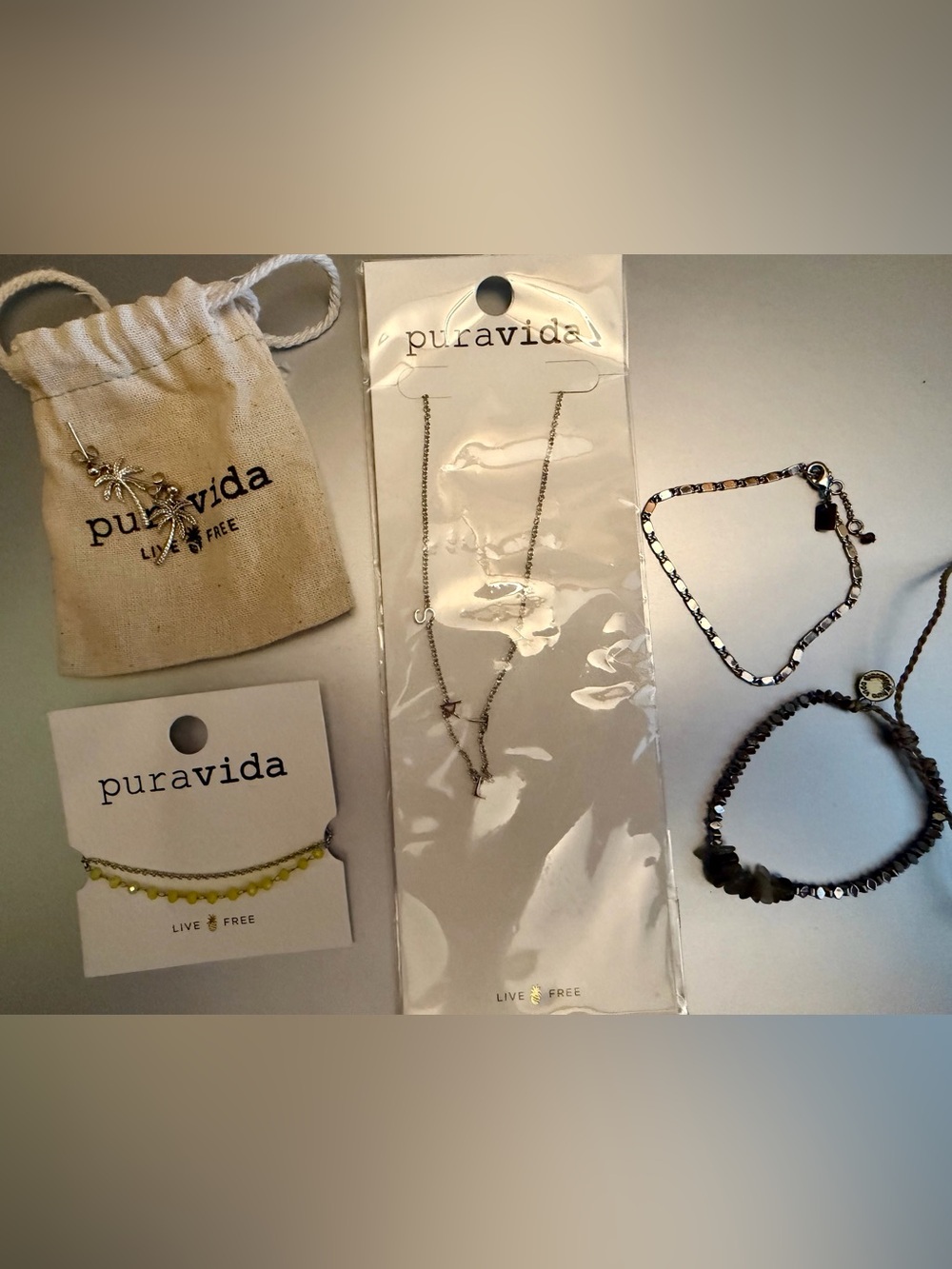 Pura Vida Multi-Piece Silver Tone Bracelet, Earrings & Necklace Jewelry Set